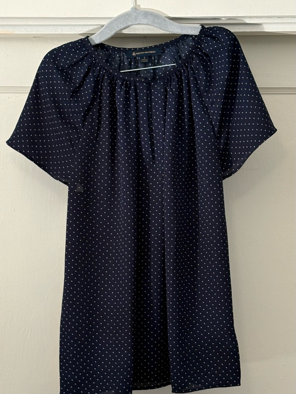 Brooks Brothers Navy Dot Short-Sleeve Blouse